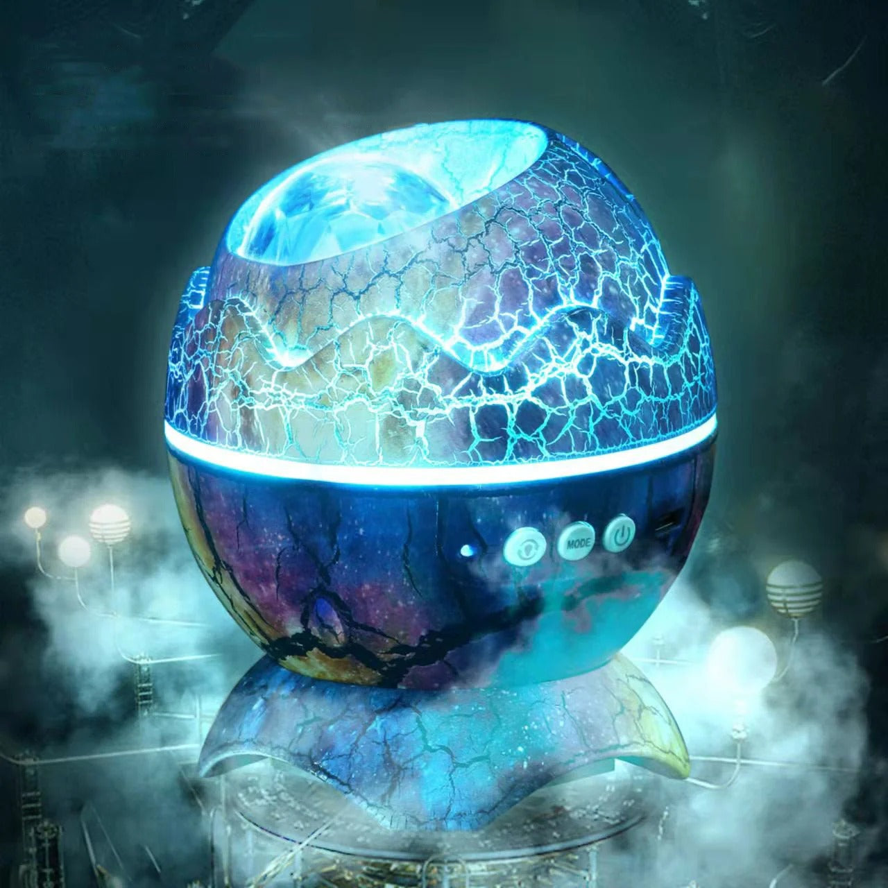 Dino Egg Galaxy Star Projector – LED Night Light with Water Wave & Remote Control